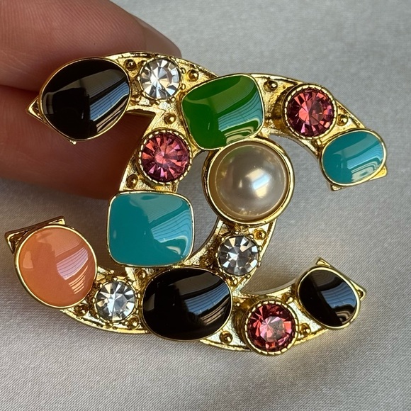 Upcycled Jewelry - Elegant Designer Brooch with Jewel Tones